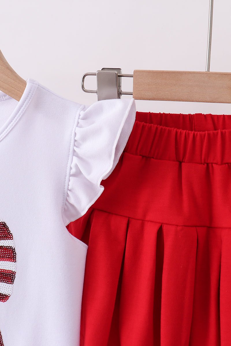 White bow sequin skort set - Abbies Place