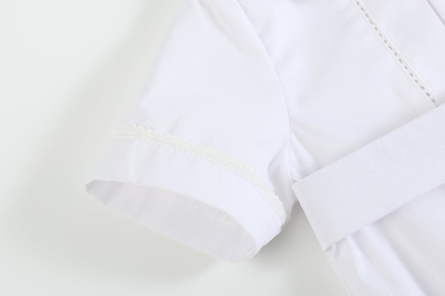 White Collared Button Romper with Bonnet - Abbies Place
