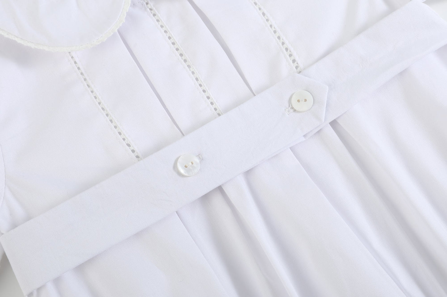 White Collared Button Romper with Bonnet - Abbies Place