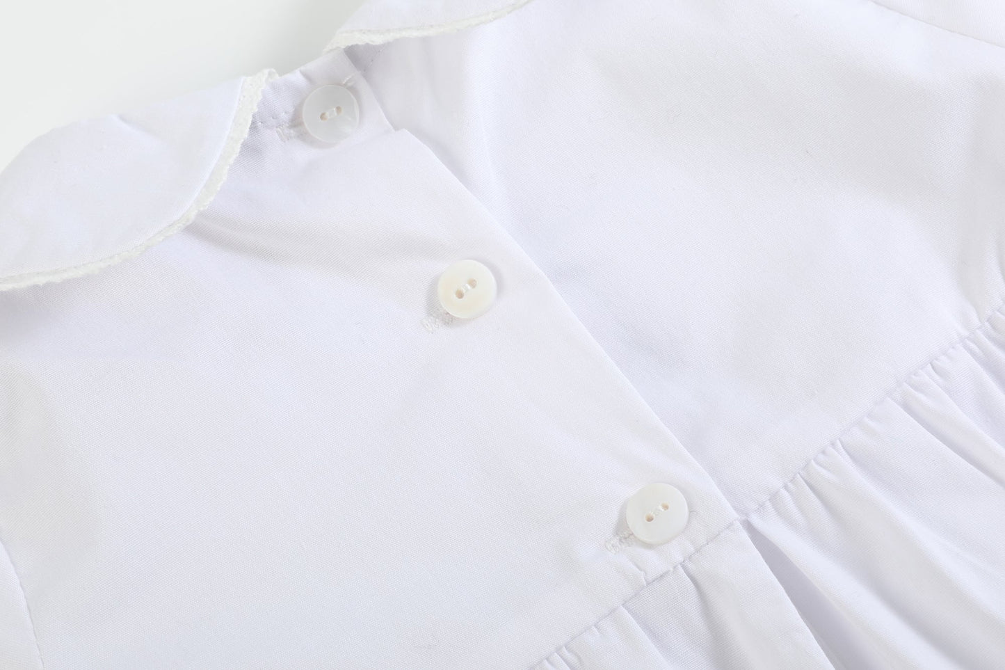 White Collared Button Romper with Bonnet - Abbies Place