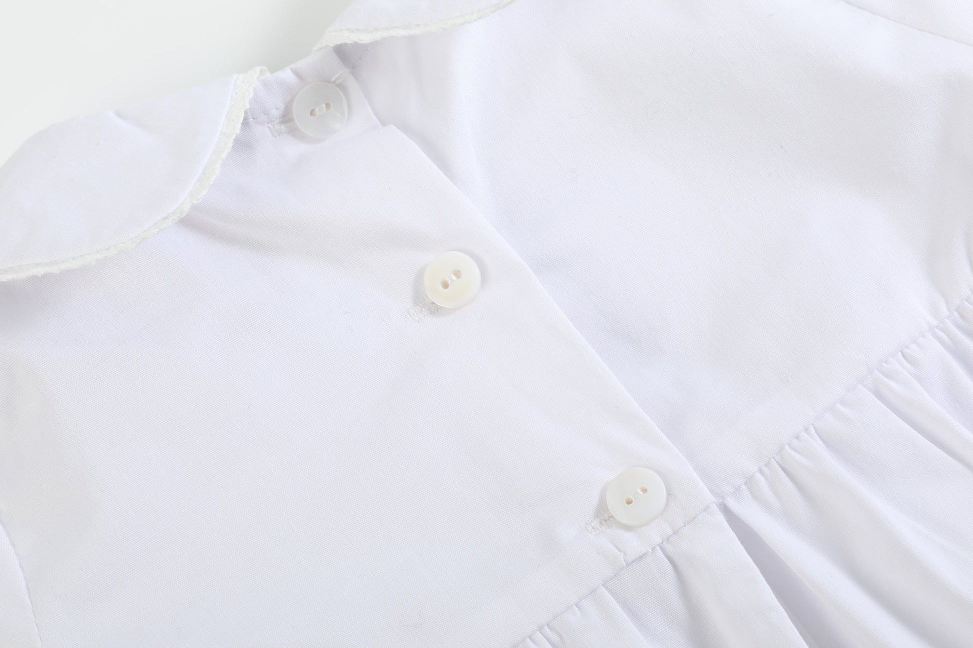 White Collared Button Romper with Bonnet - Abbies Place