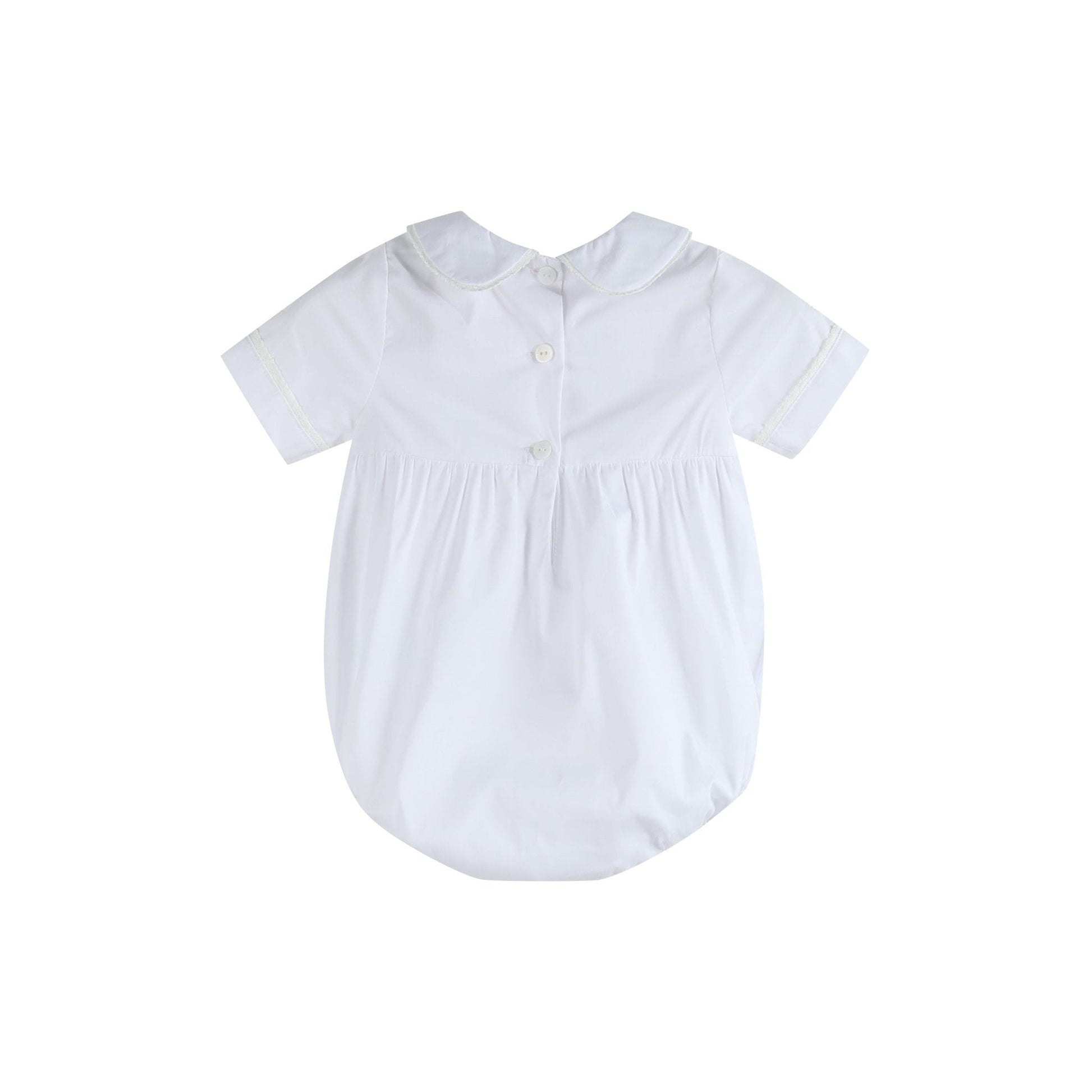 White Collared Button Romper with Bonnet - Abbies Place