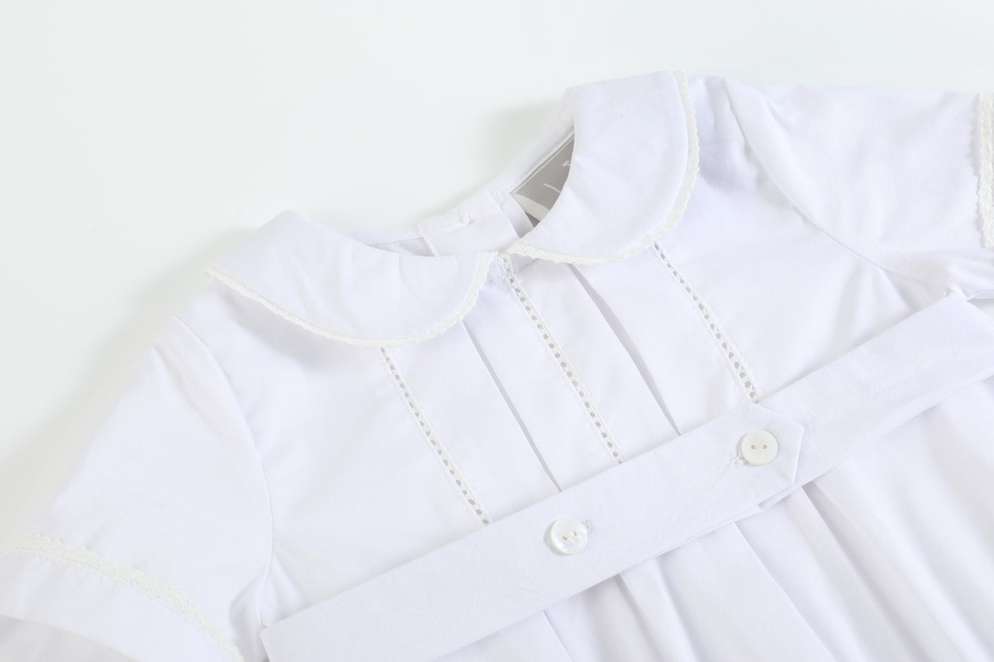 White Collared Button Romper with Bonnet - Abbies Place