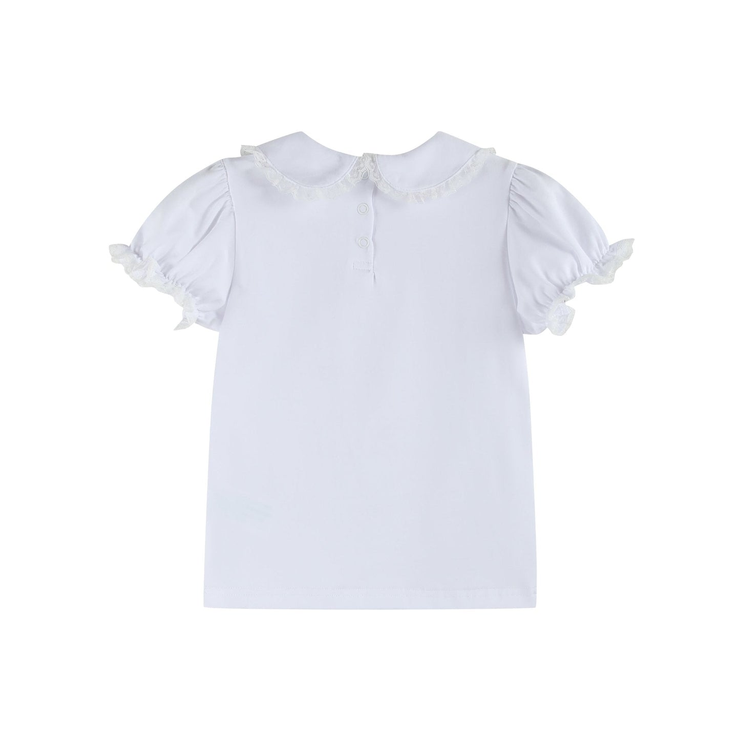 White Collared Lace Sleeve Shirt - Abbies Place