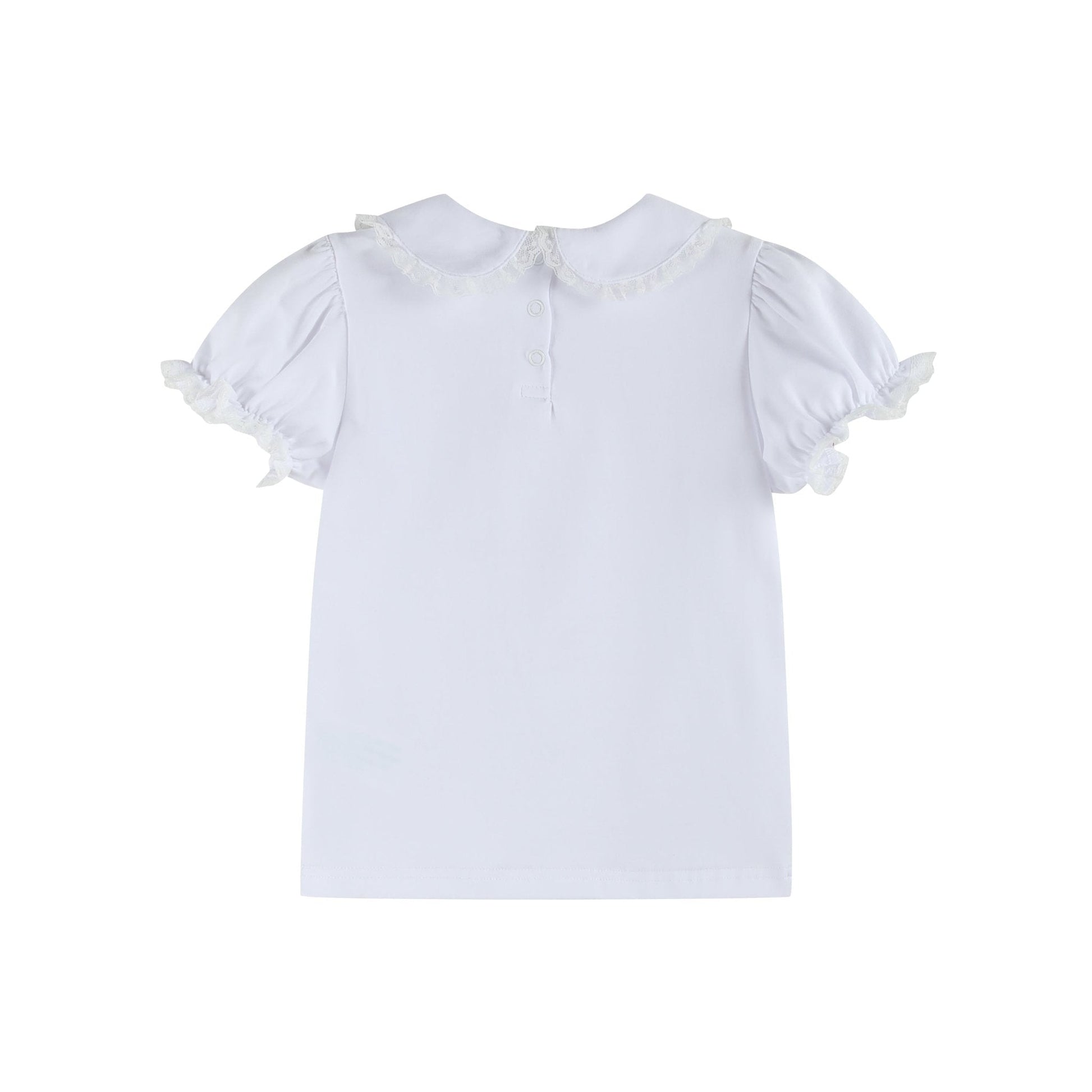 White Collared Lace Sleeve Shirt - Abbies Place