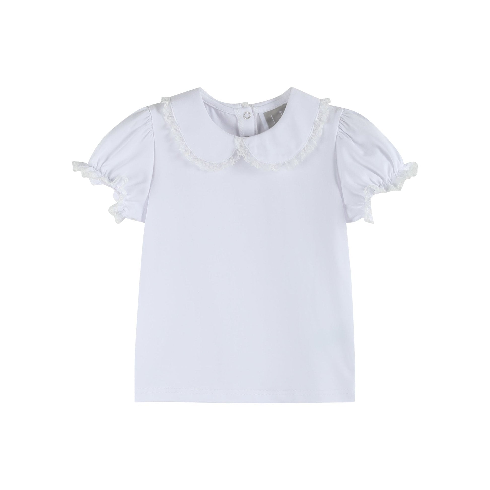 White Collared Lace Sleeve Shirt - Abbies Place