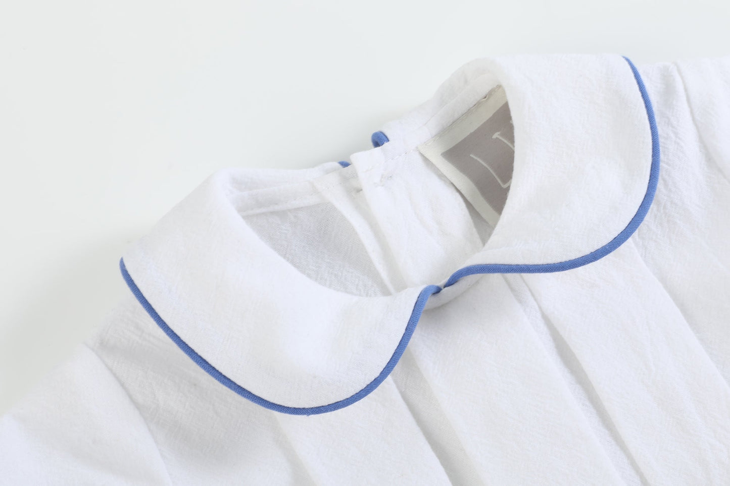 White Collared Top and Blue Button Shorts - Abbies Place