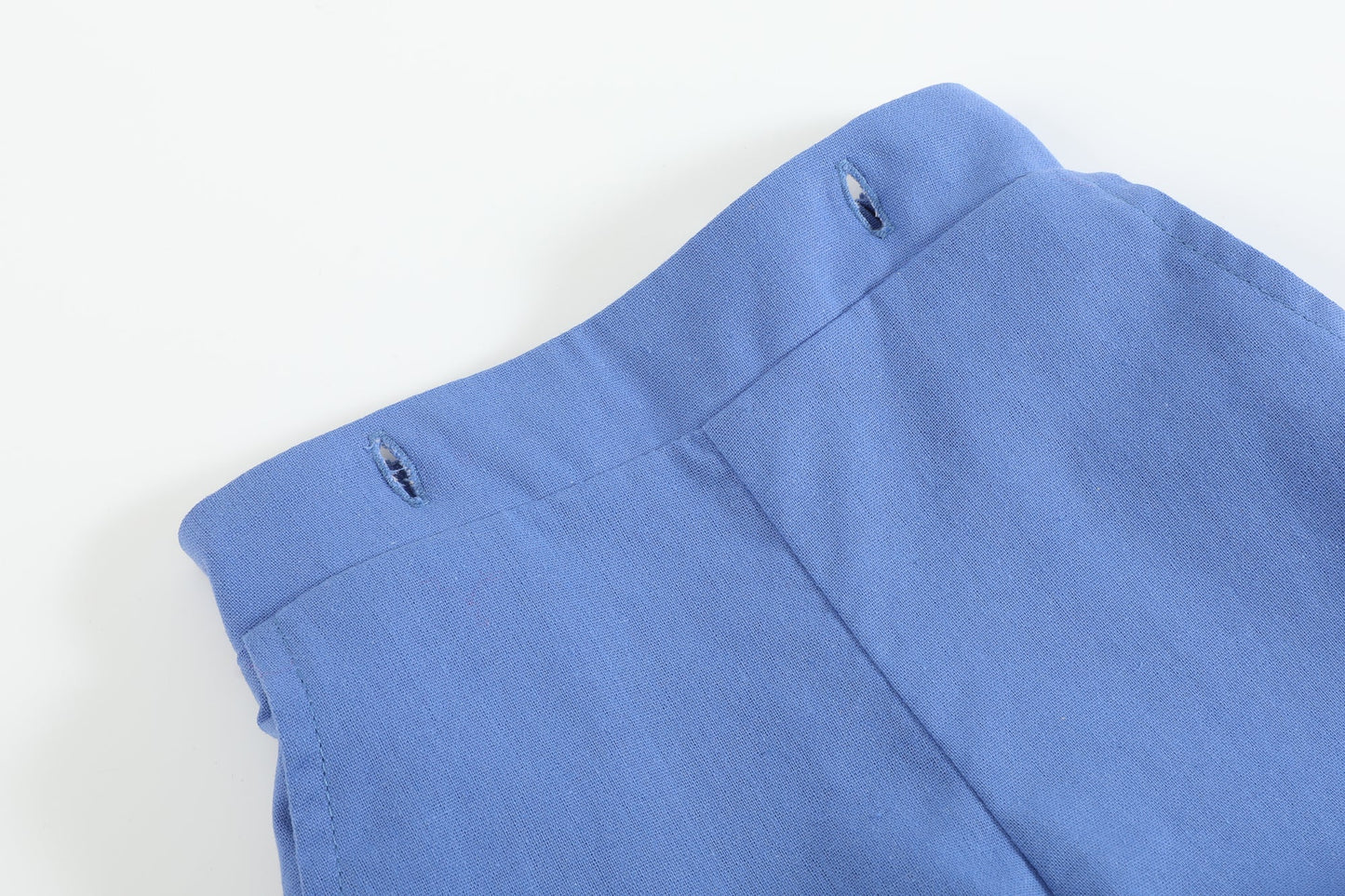 White Collared Top and Blue Button Shorts - Abbies Place