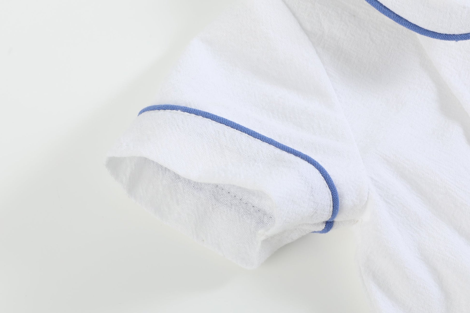 White Collared Top and Blue Button Shorts - Abbies Place