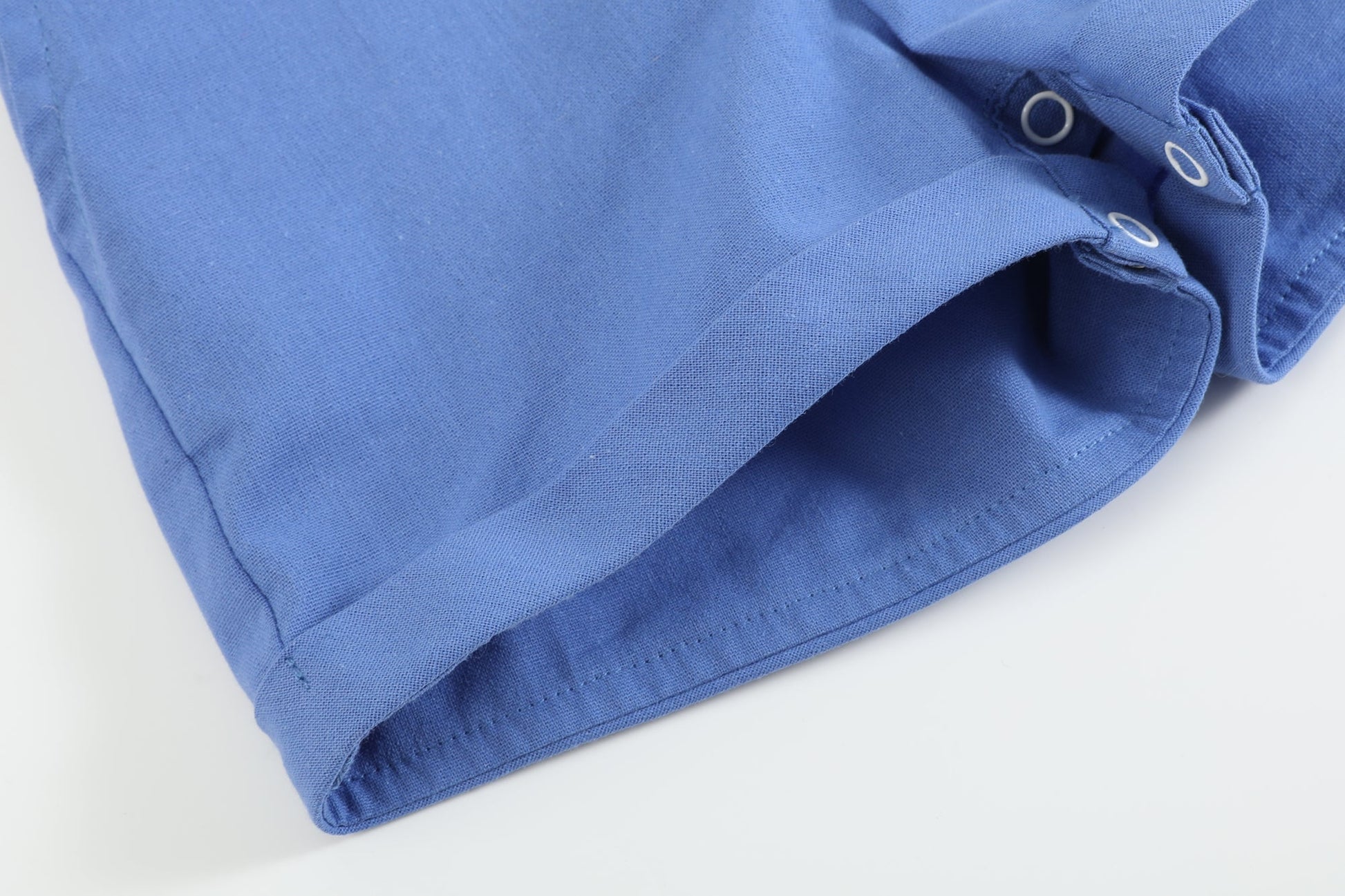 White Collared Top and Blue Button Shorts - Abbies Place