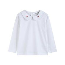 Load image into Gallery viewer, White Cotton Santa Collared Shirt
