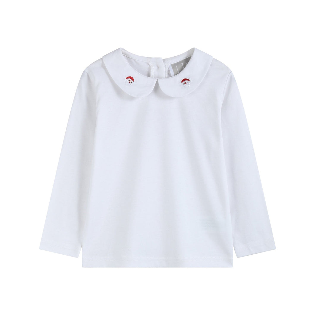 White Cotton Santa Collared Shirt