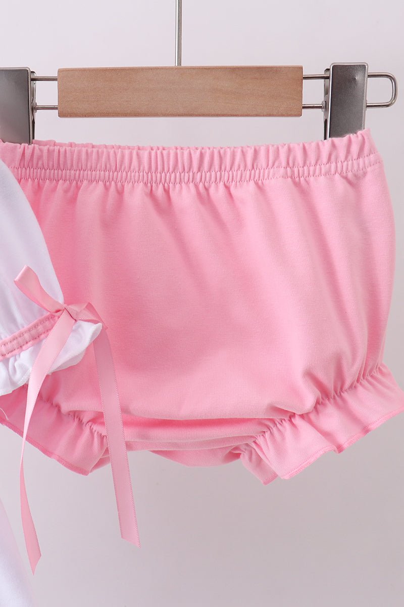 White cross smocked ruffle bloomer set - Abbies Place