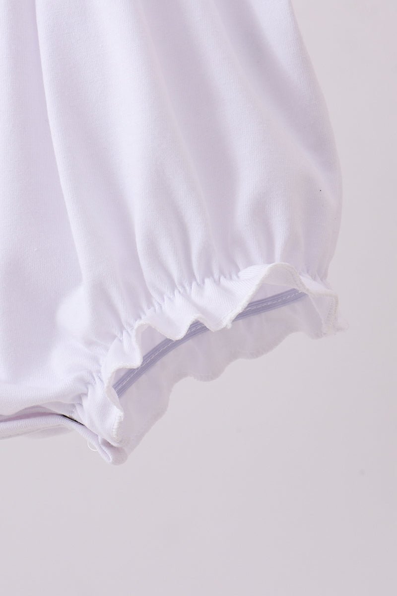White cross smocked ruffle bubble - Abbies Place