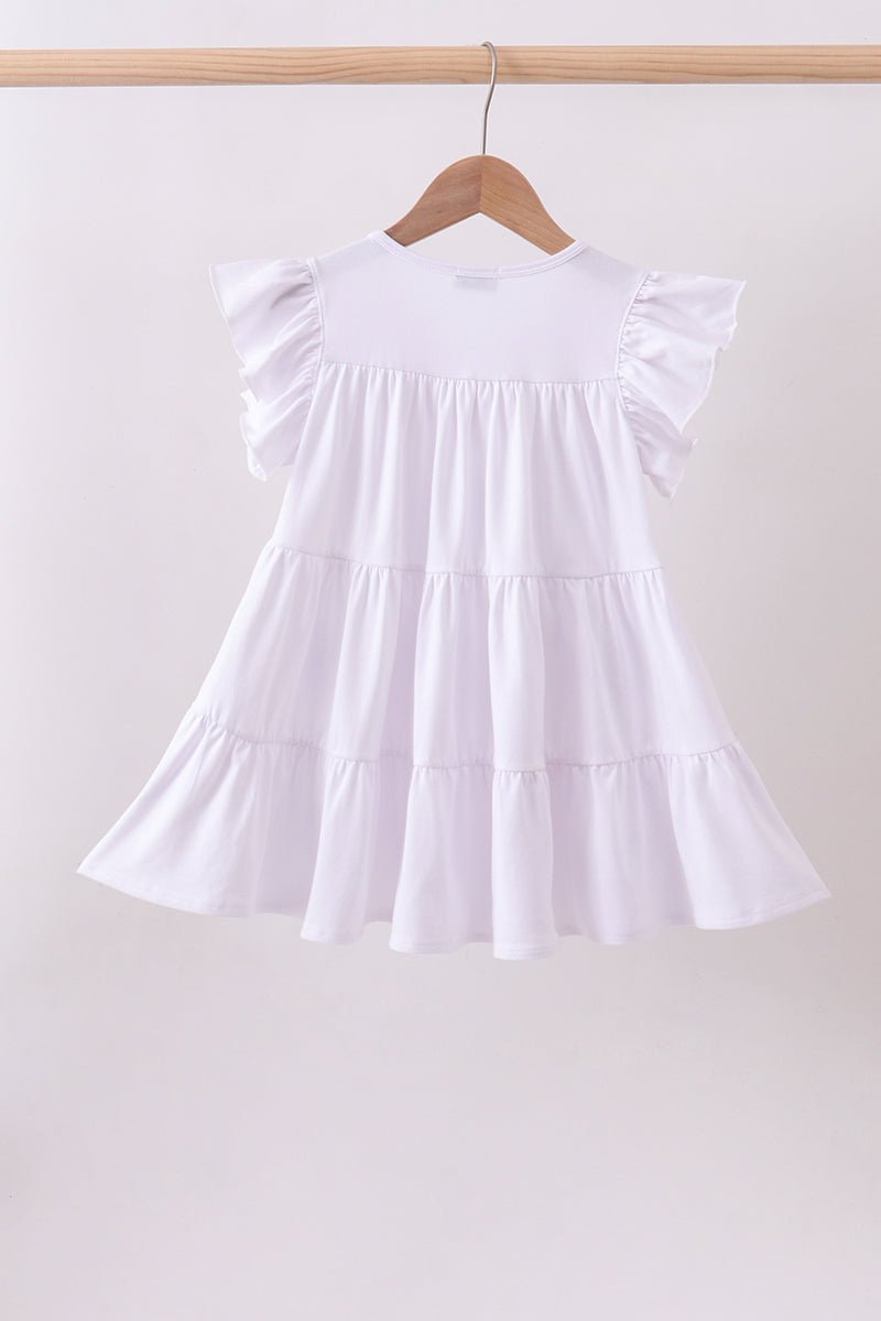 White fireworks sequin tiered ruffle dress - Abbies Place