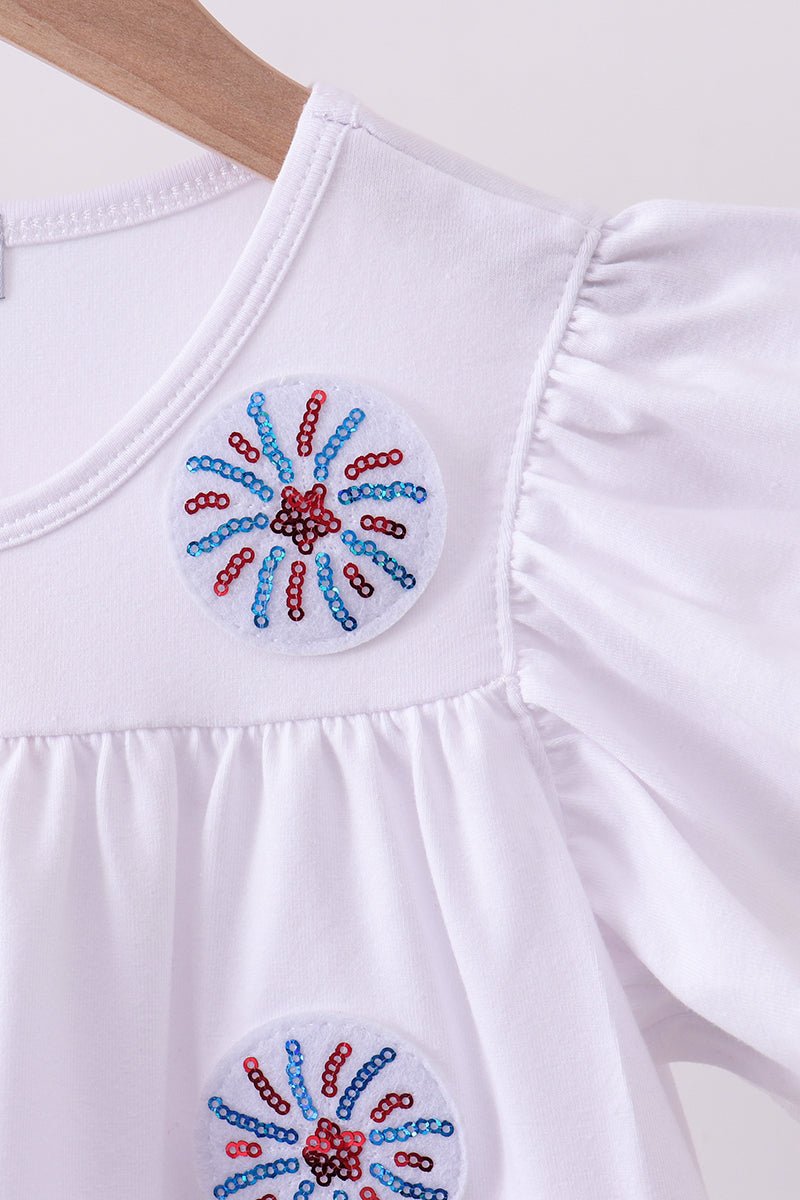 White fireworks sequin tiered ruffle dress - Abbies Place