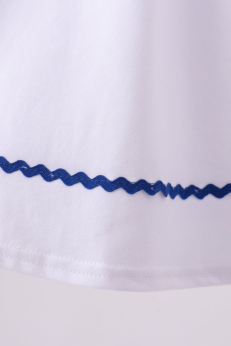 White flag smocked ruffle dress - Abbies Place