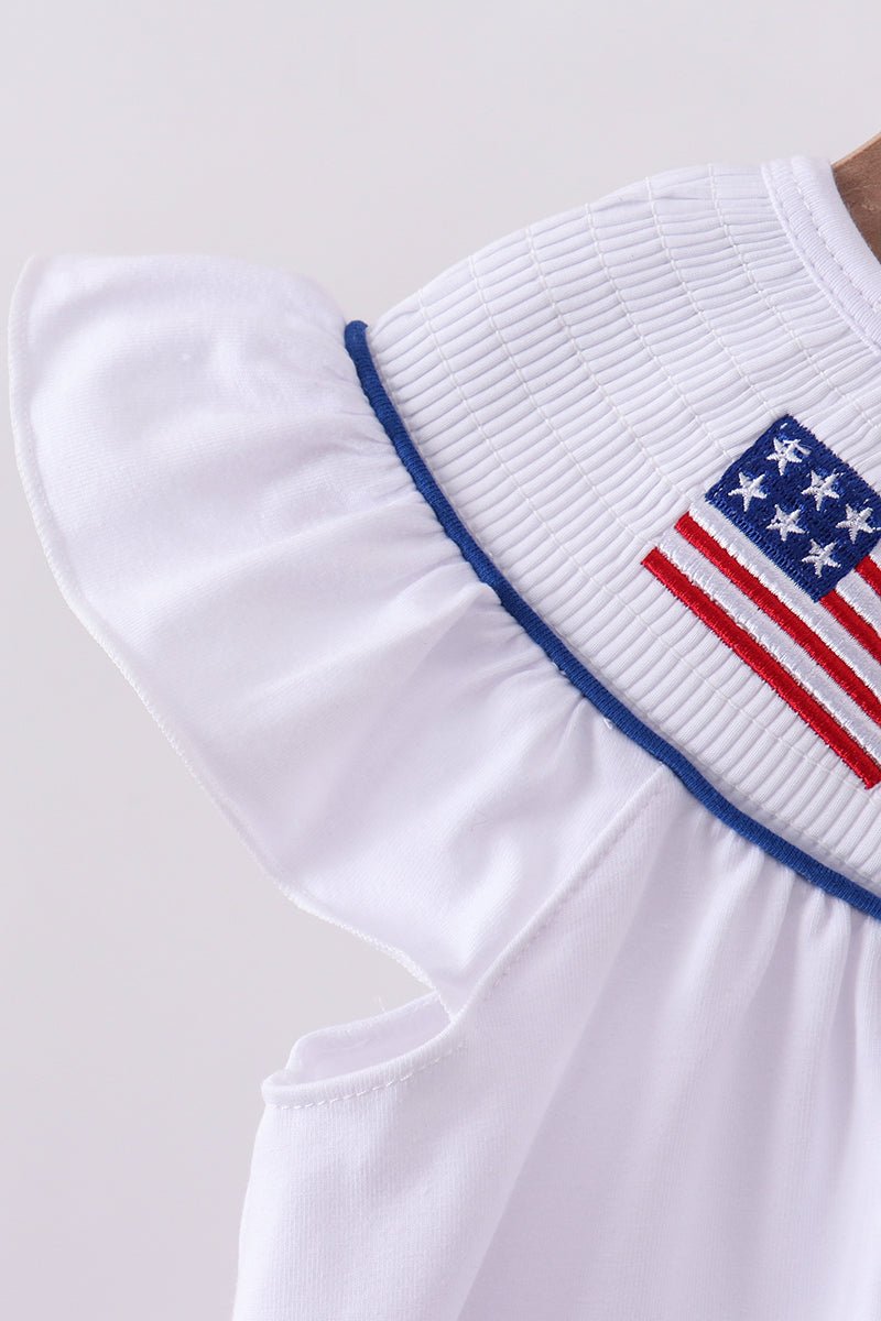 White flag smocked ruffle dress - Abbies Place