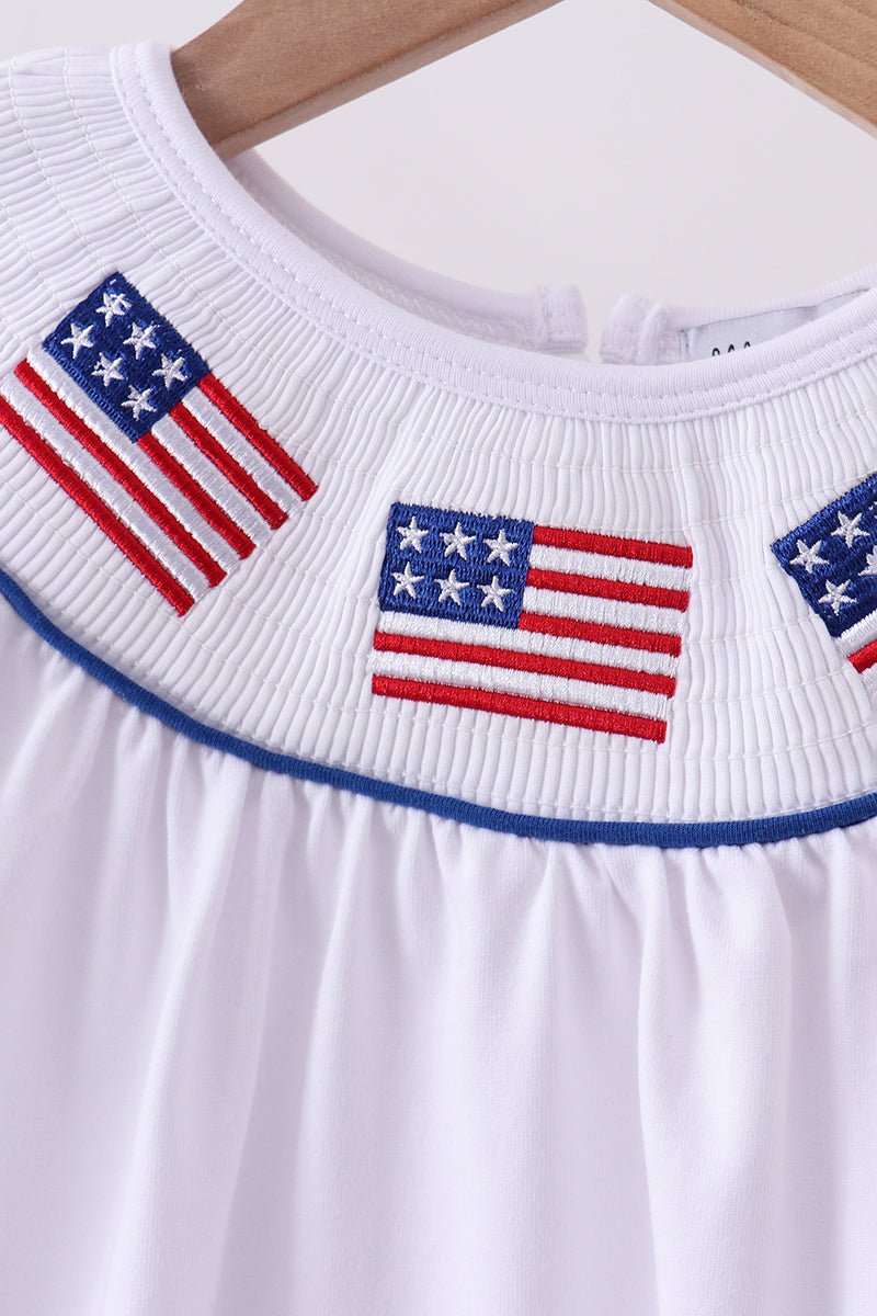 White flag smocked ruffle dress - Abbies Place