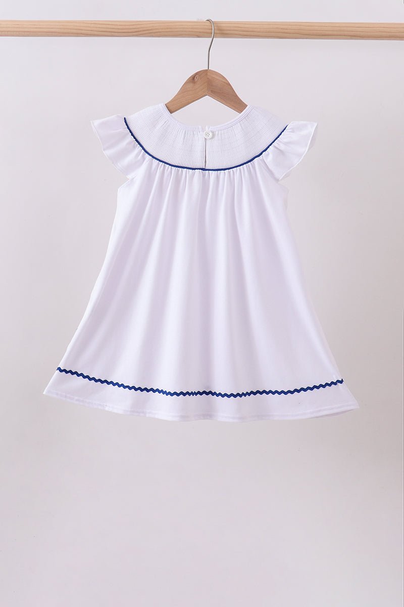 White flag smocked ruffle dress - Abbies Place
