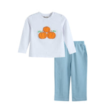 Load image into Gallery viewer, White Pumpkin Shirt and Blue Pants Set
