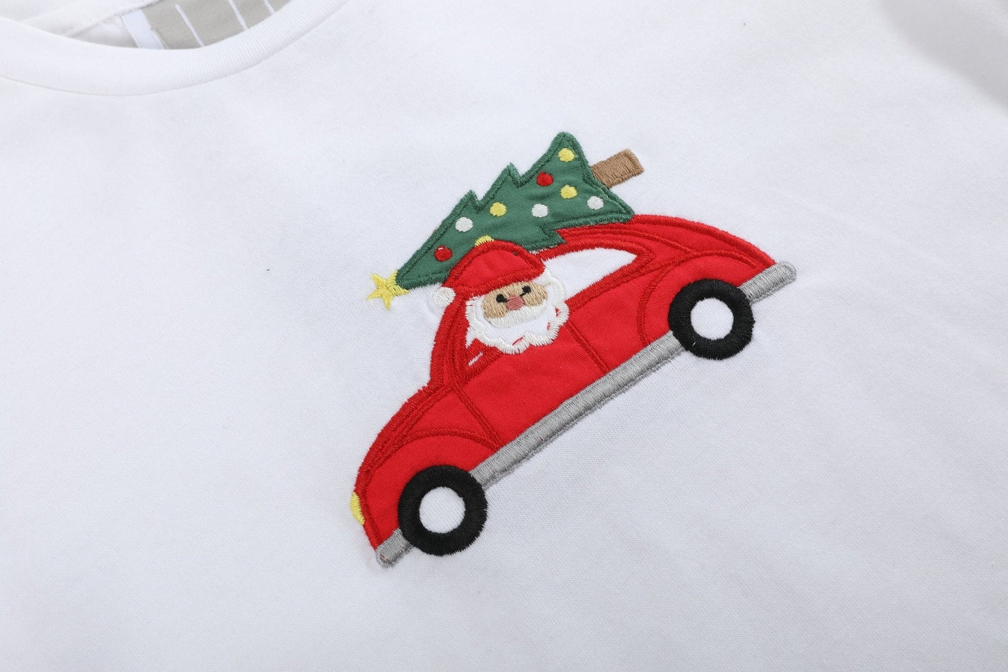 White Santa Christmas Tree Shirt and Blue Pants Set - Abbies Place