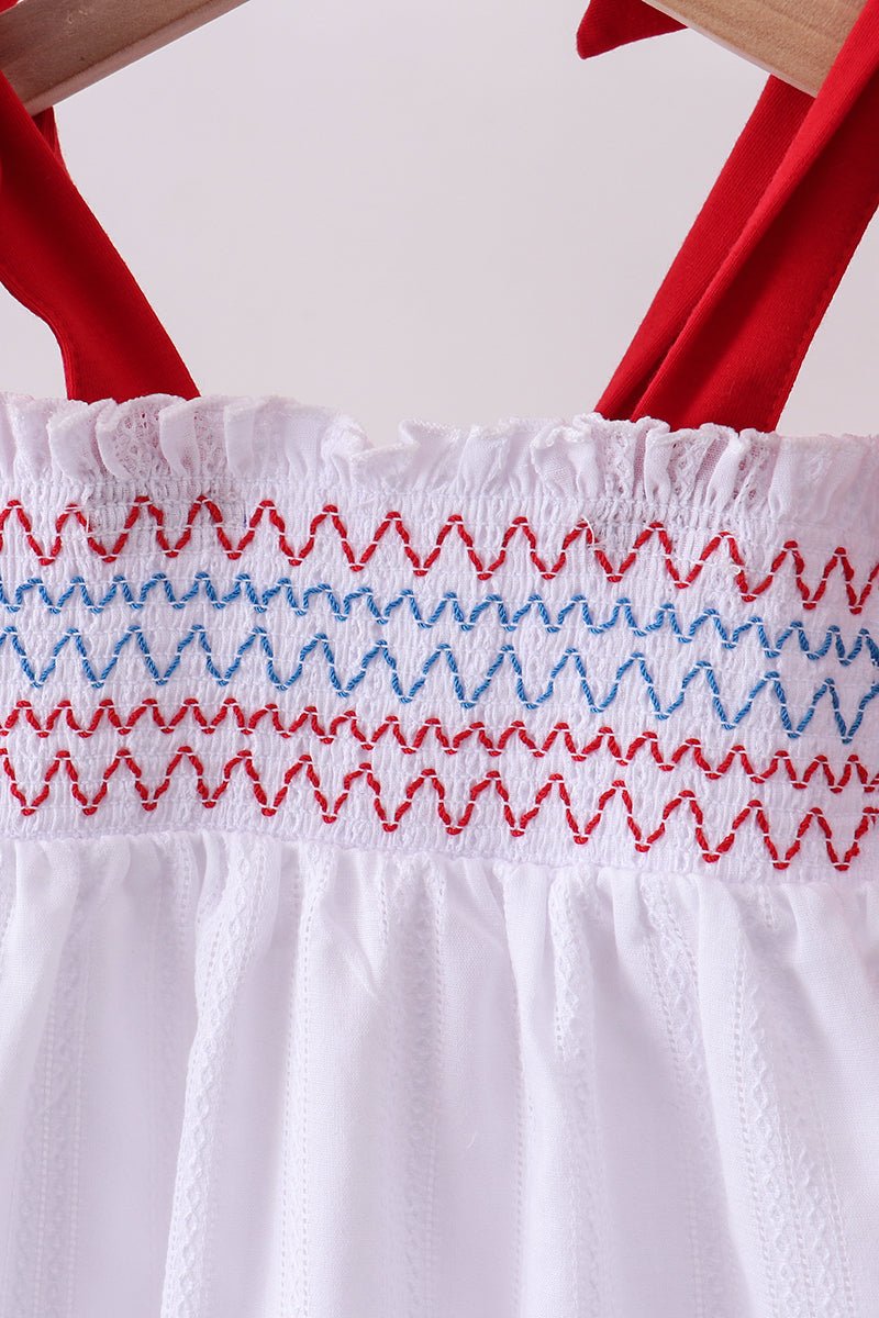 White smocked jacquard bloomer set - Abbies Place