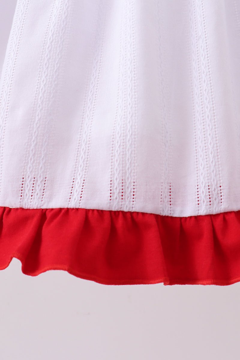 White smocked jacquard ruffle dress - Abbies Place
