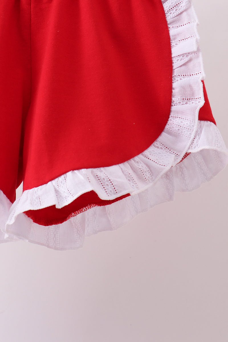 White smocked jacquard ruffle shorts set - Abbies Place