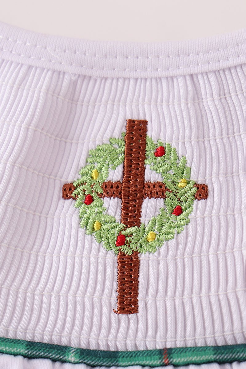 White wreath smocked dress - Abbies Place