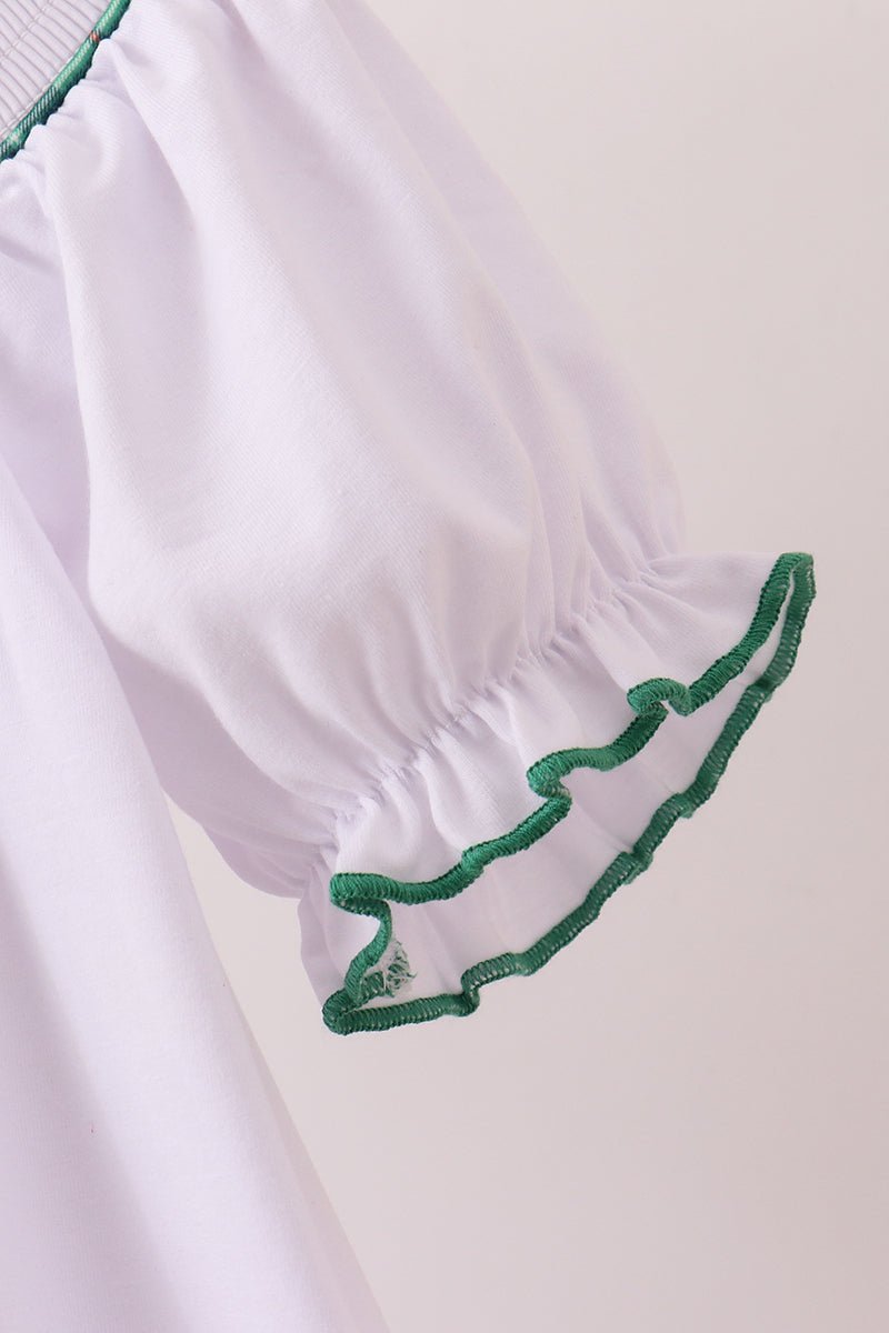 White wreath smocked dress - Abbies Place