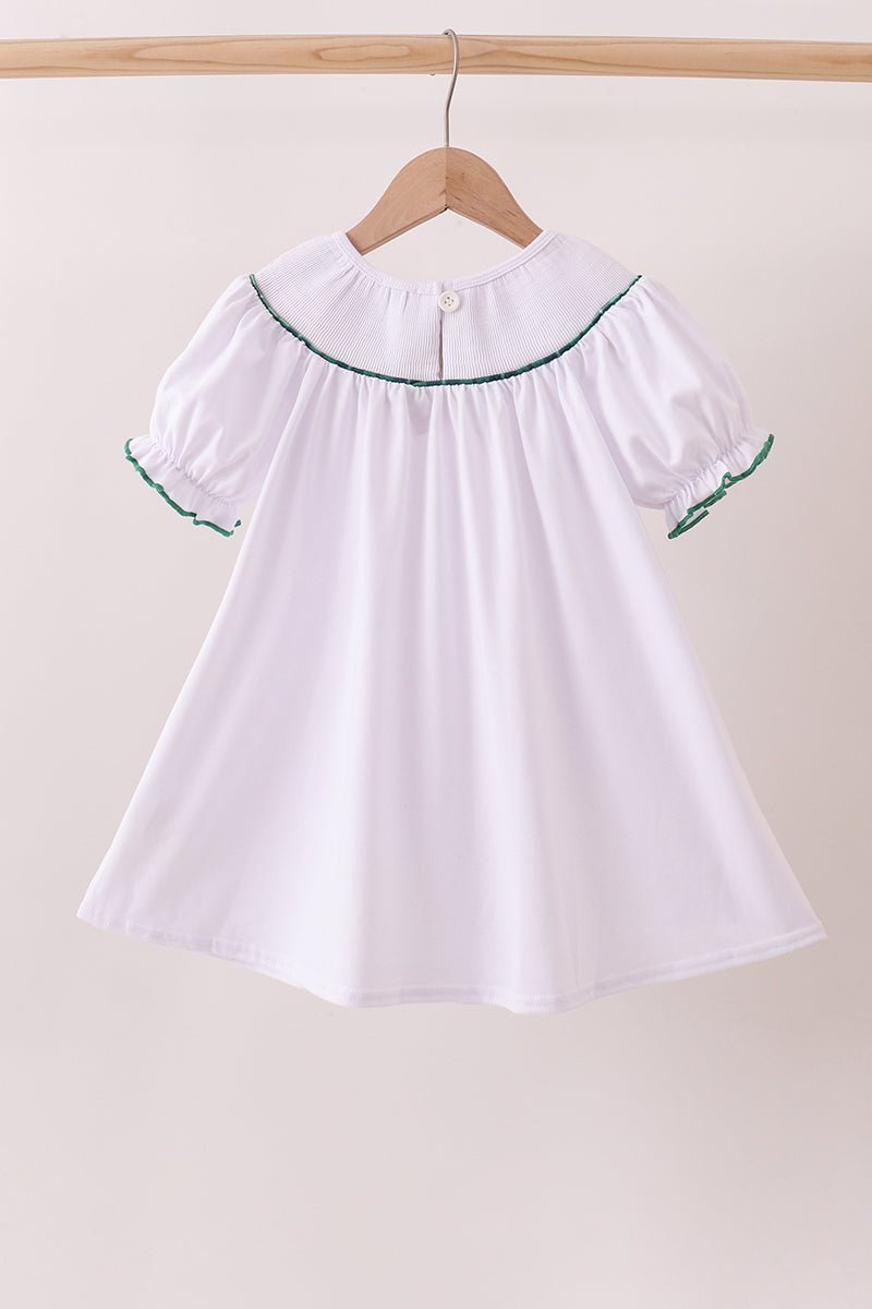 White wreath smocked dress - Abbies Place