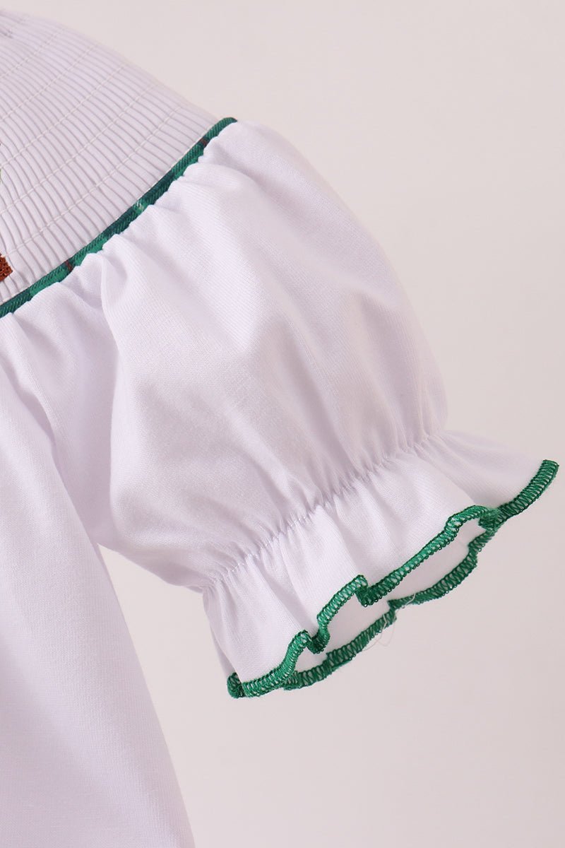 White wreath smocked romper - Abbies Place