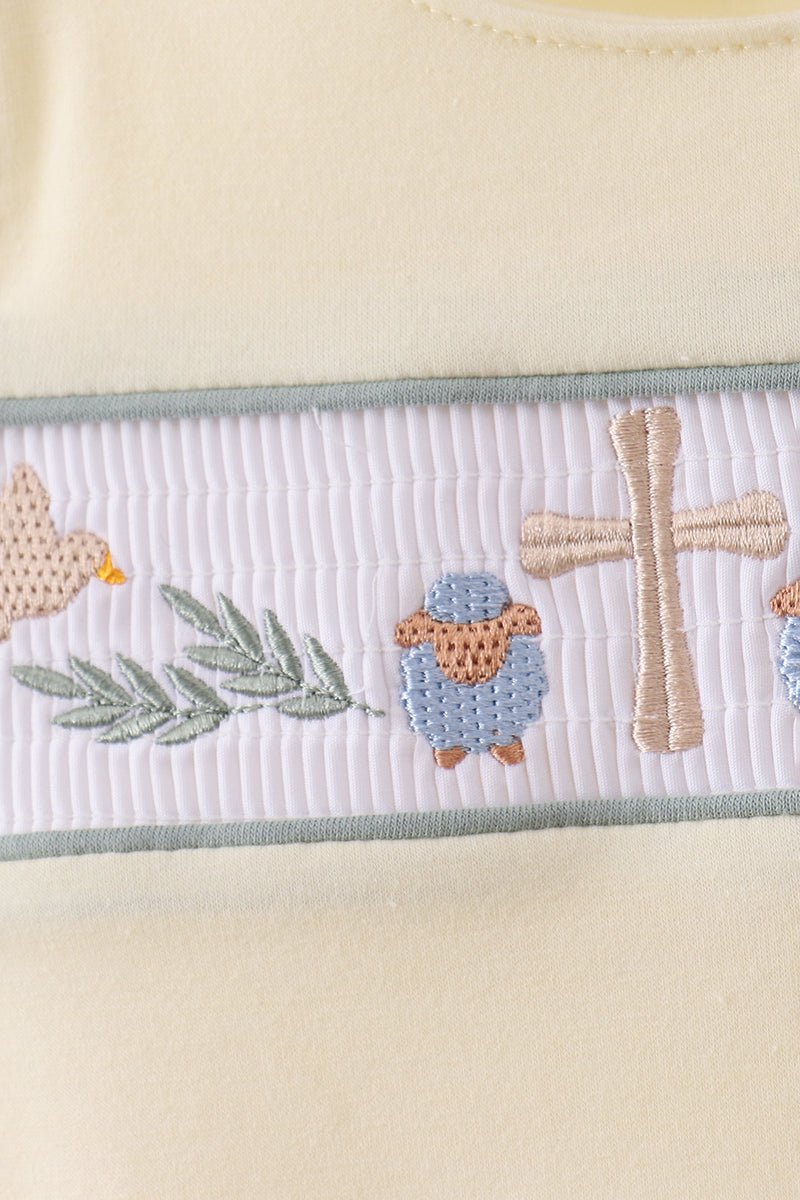 Yellow cross sheep embroidery bubble - Abbies Place