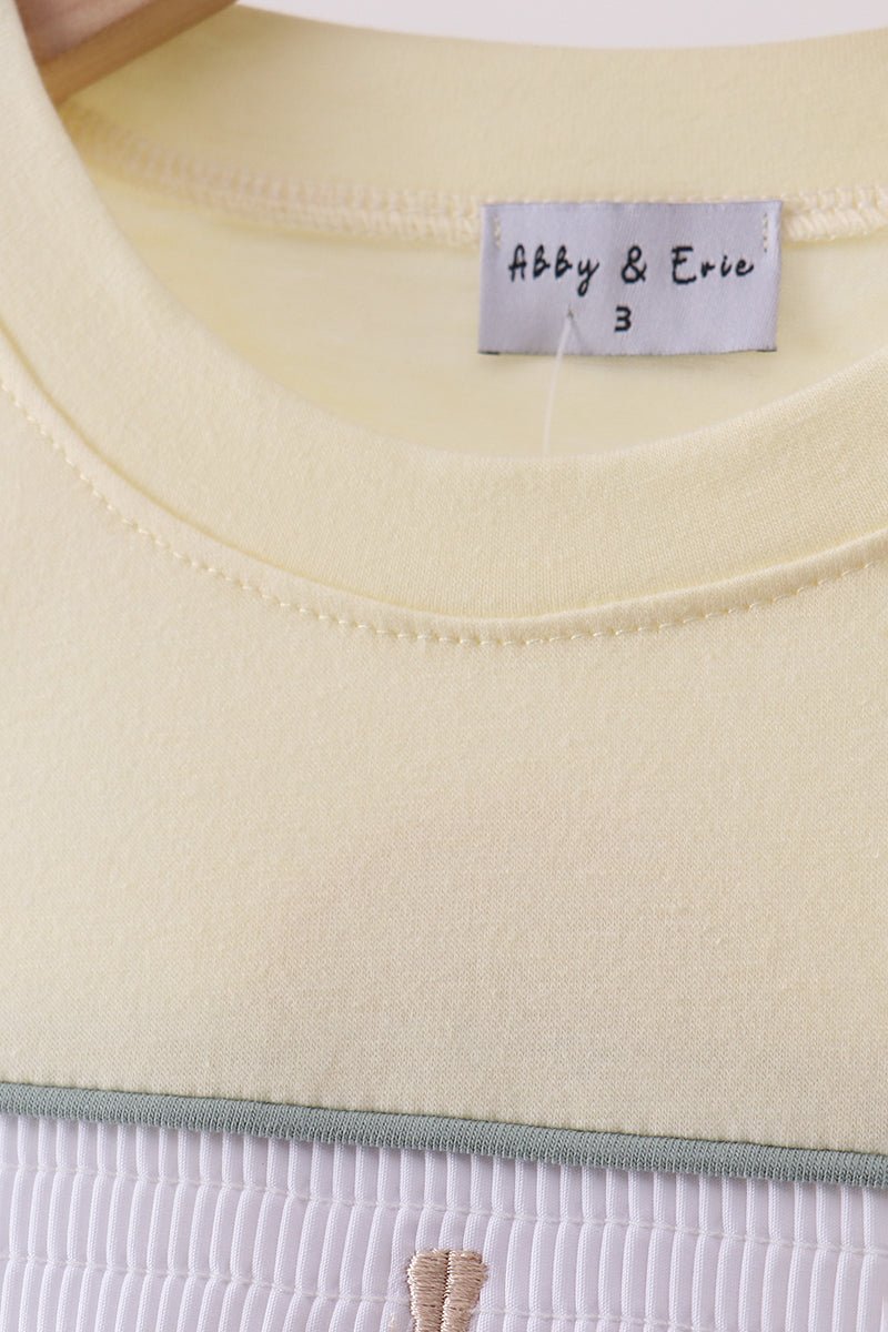 Yellow cross sheep embroidery top - Abbies Place
