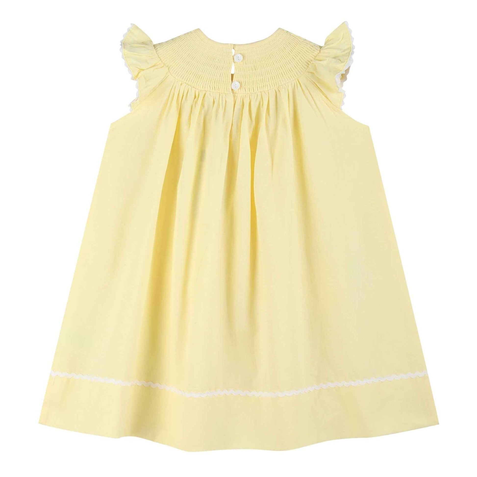 Yellow Daisy Pocketed Smocked Bishop Dress - Abbies Place