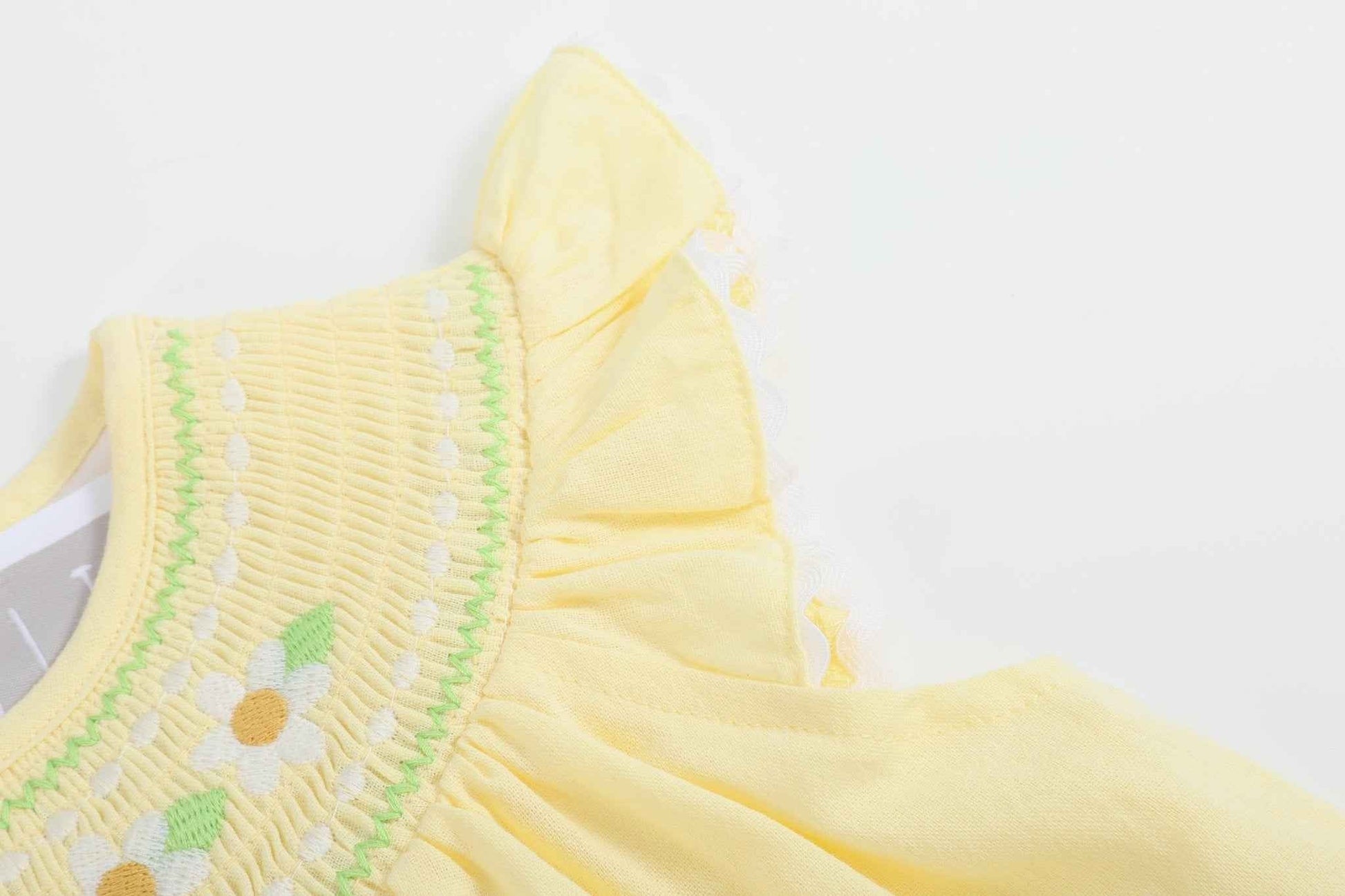 Yellow Daisy Pocketed Smocked Bishop Dress - Abbies Place