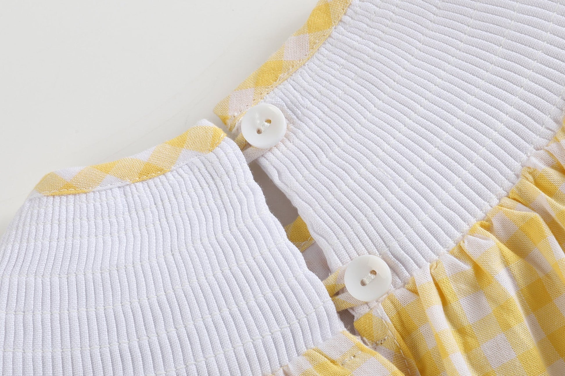 Yellow Gingham Lemon Smocked Flutter Romper - Abbies Place