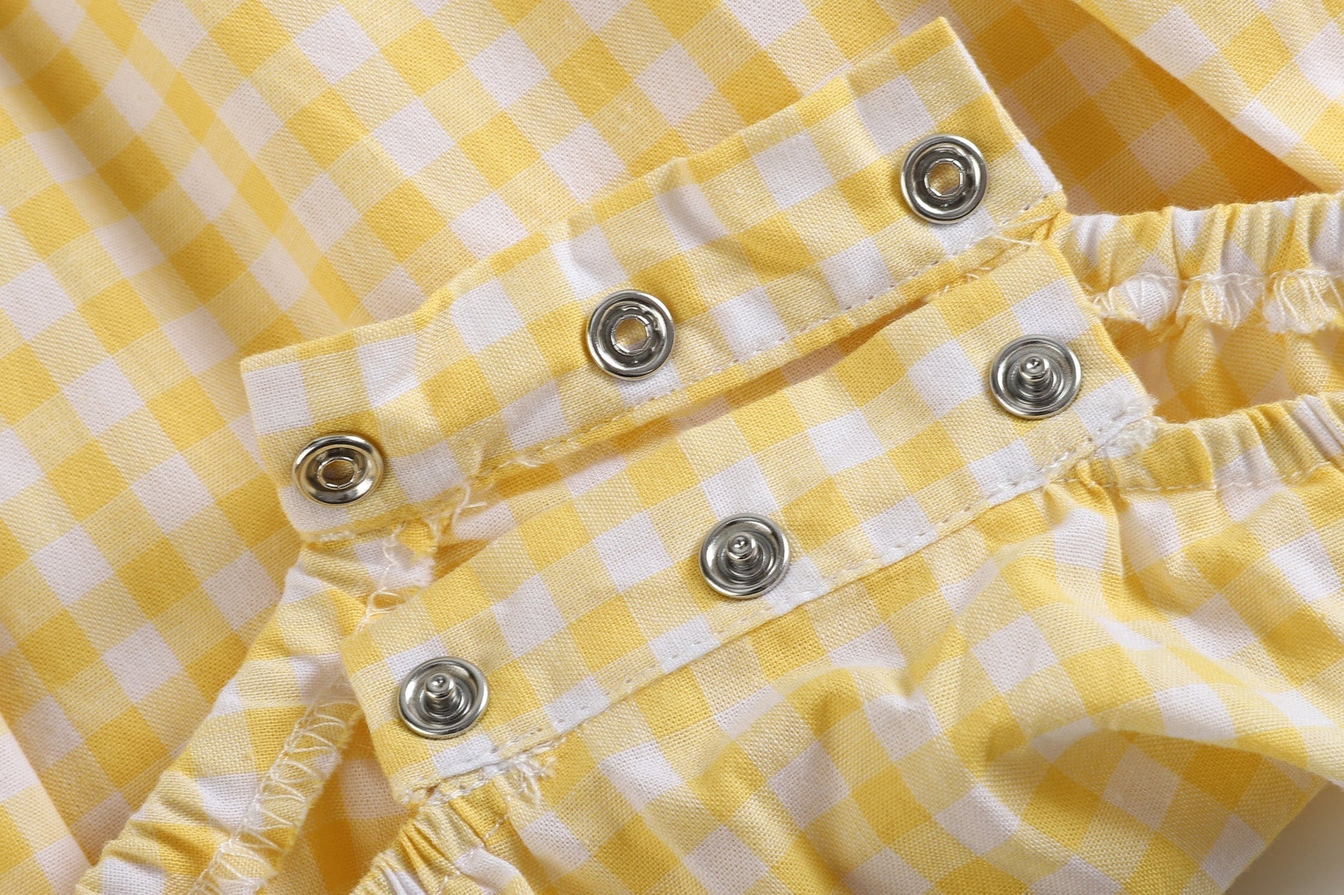 Yellow Gingham Lemon Smocked Flutter Romper - Abbies Place