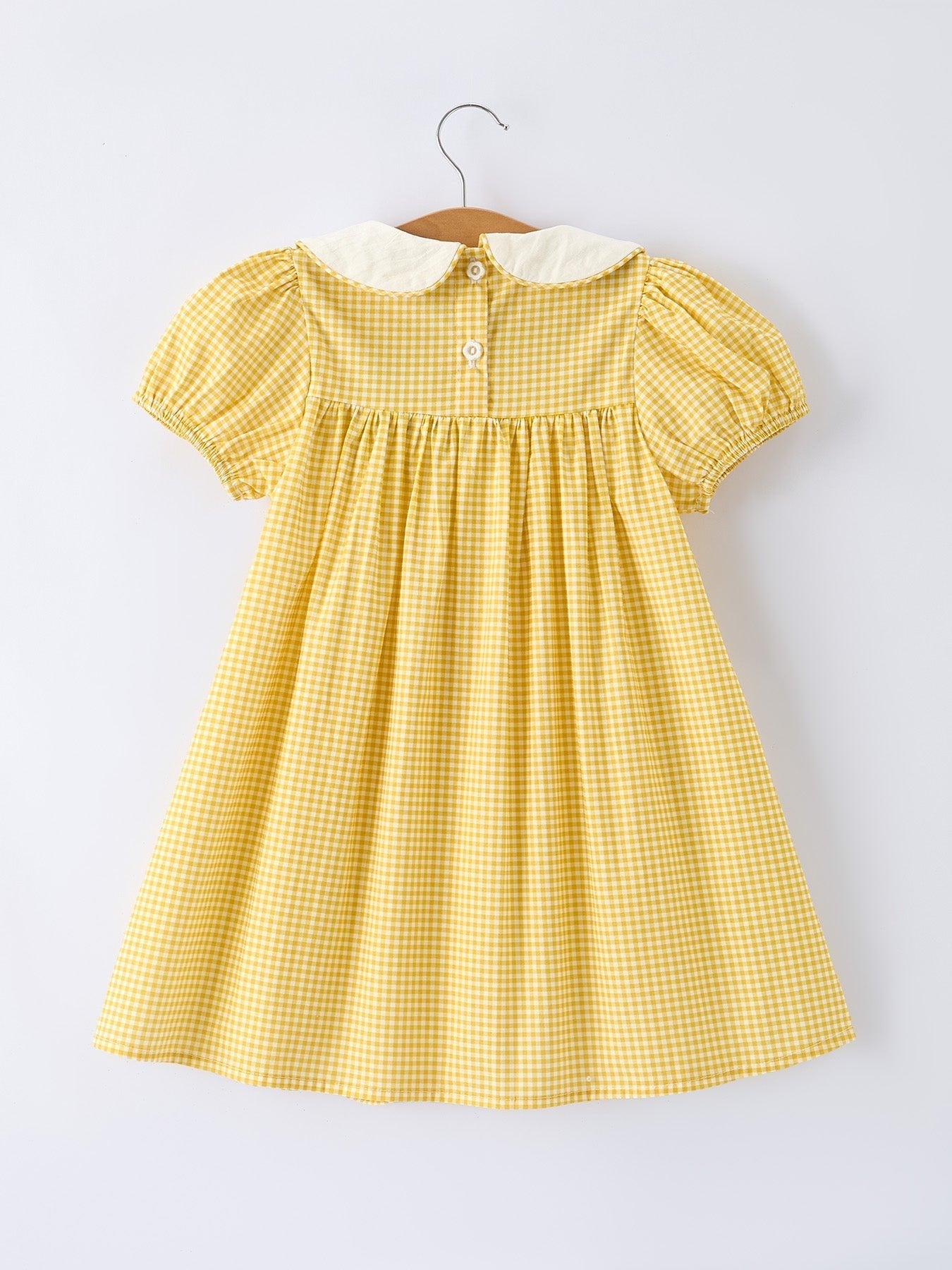 Yellow Goose Embroidered Smocked Plaid Dress - Abbies Place