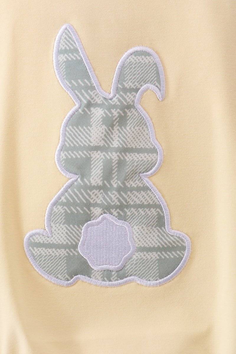 Yellow plaid bunny applique bubble - Abbies Place
