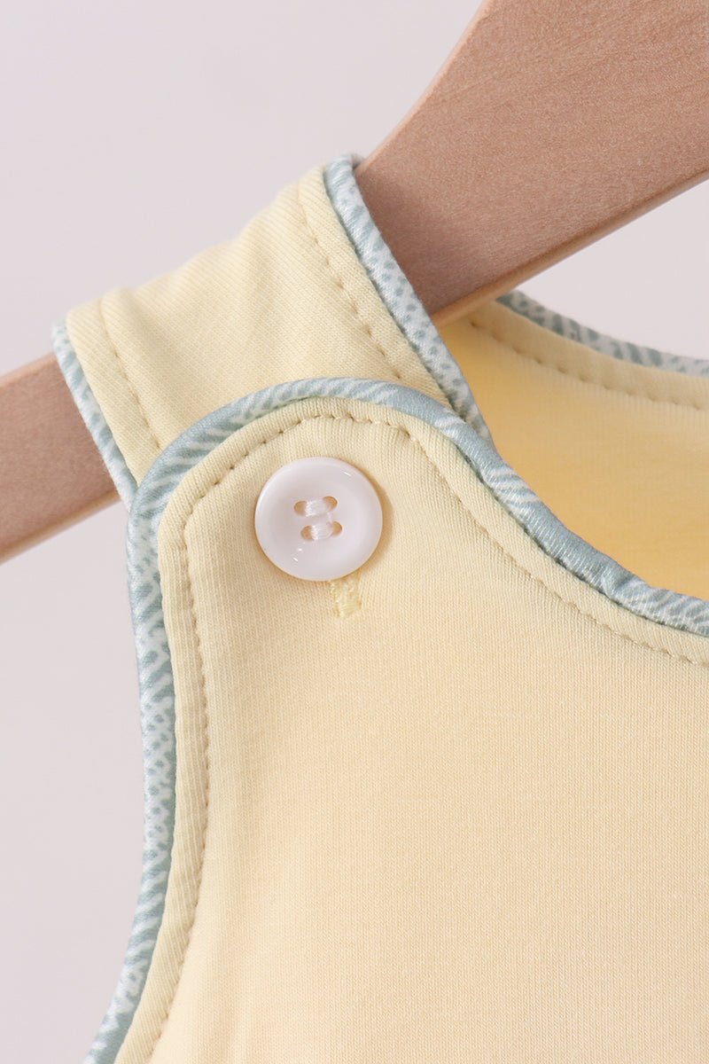 Yellow plaid bunny applique bubble - Abbies Place