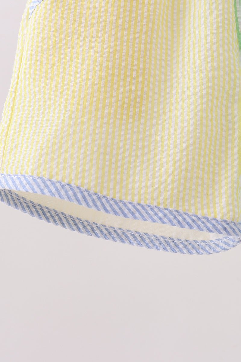Yellow&green seersucker shorts - Abbies Place